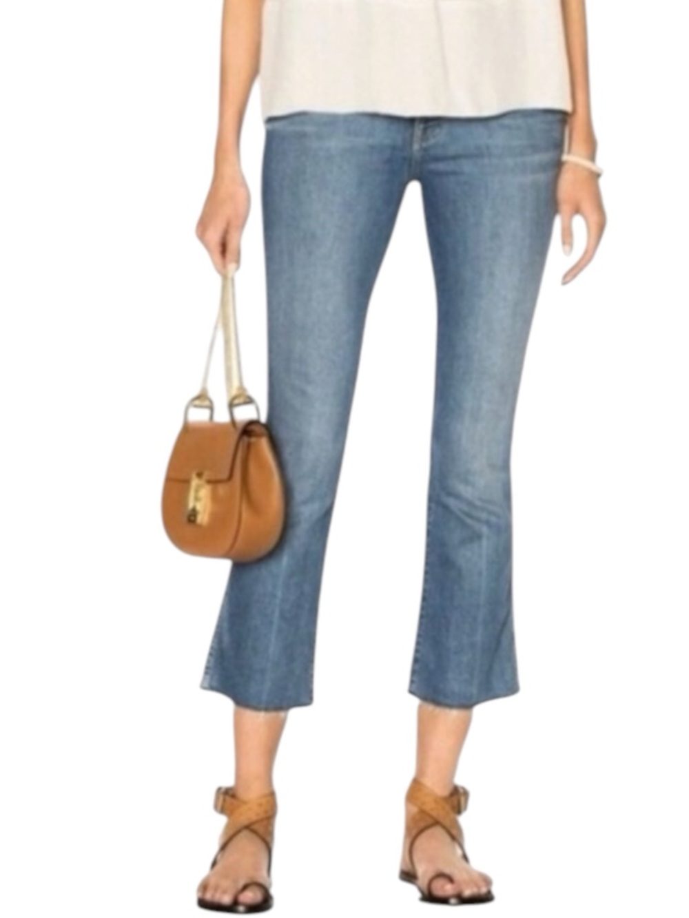 The GREAT. “The Nerd” Cropped Mid-Rise Raw Hem Blue Jeans Size 25 — WOW!!!
